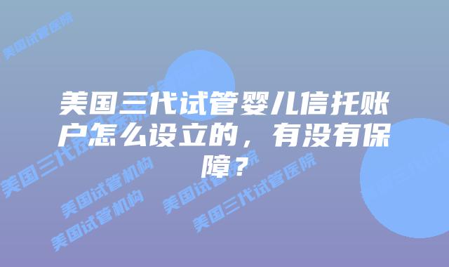 美国三代试管婴儿信托账户怎么设立的,有没有保障?