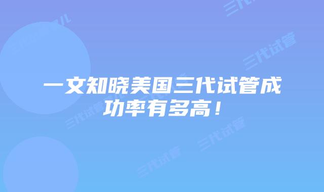 一文知晓美国三代试管成功率有多高！