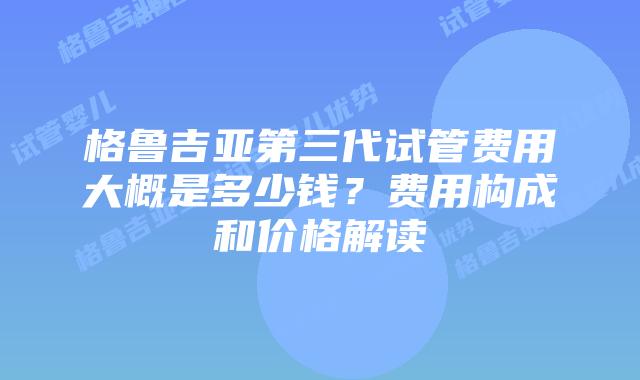 格鲁吉亚第三代试管费用大概是多少钱？费用构成和价格解读