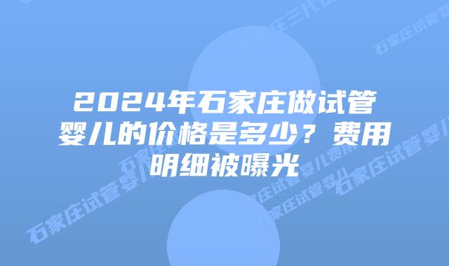 2024年石家庄做试管婴儿的价格是多少?费用明细被曝光