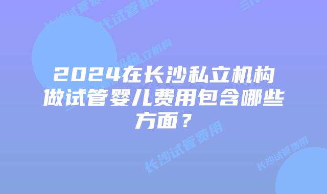 2024在长沙私立机构做试管婴儿费用包含哪些方面？