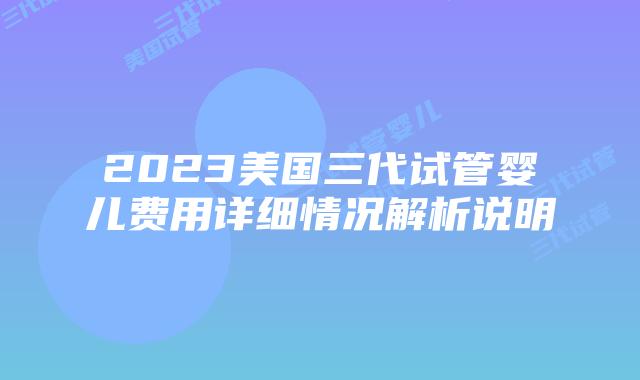 2023美国三代试管婴儿费用详细情况解析说明