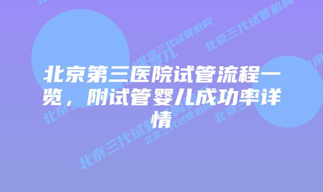 北京第三医院试管流程一览，附试管婴儿成功率详情