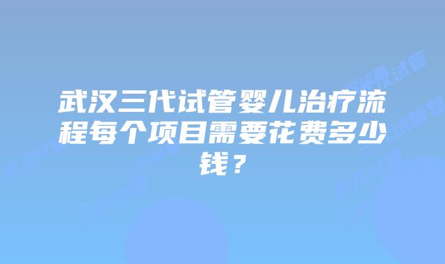 武汉三代试管婴儿治疗流程每个项目需要花费多少钱?
