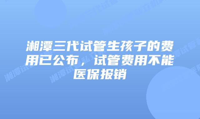 湘潭三代试管生孩子的费用已公布，试管费用不能医保报销