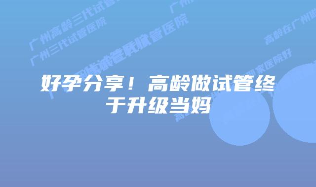 好孕分享!高龄做试管终于升级当妈