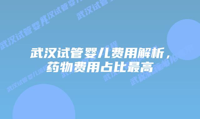 武汉试管婴儿费用解析，药物费用占比最高