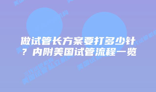 做试管长方案要打多少针？内附美国试管流程一览
