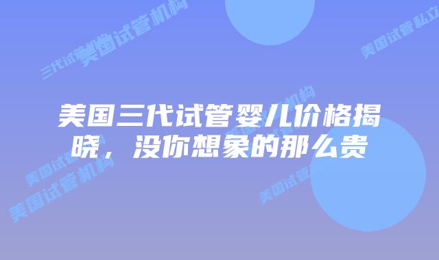 美国三代试管婴儿价格揭晓,没你想象的那么贵