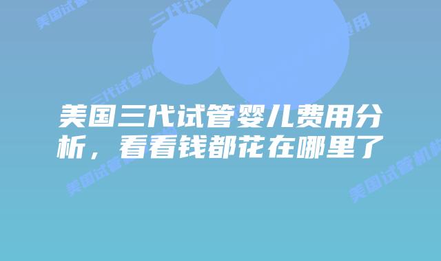 美国三代试管婴儿费用分析,看看钱都花在哪里了