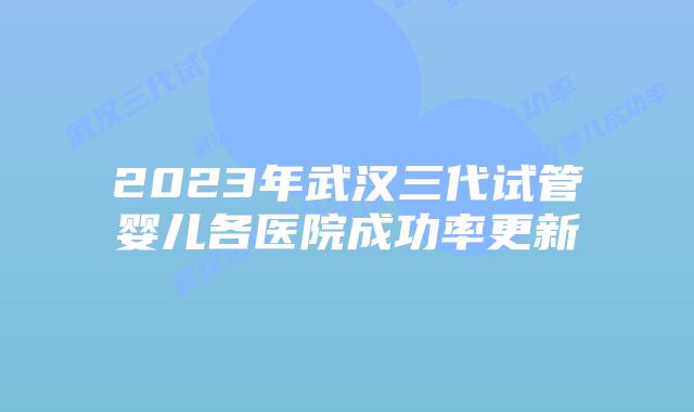 2023年武汉三代试管婴儿各医院成功率更新