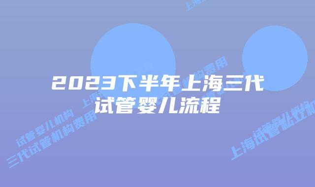 2023下半年上海三代试管婴儿流程