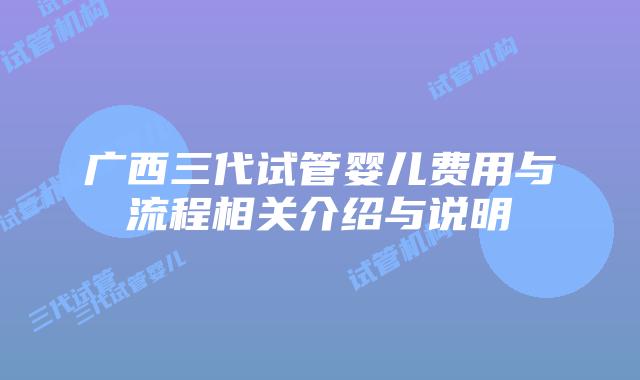 广西三代试管婴儿费用与流程相关介绍与说明