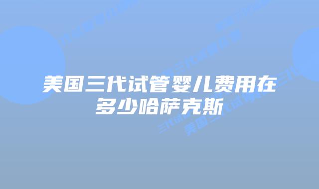 美国三代试管婴儿费用在多少哈萨克斯