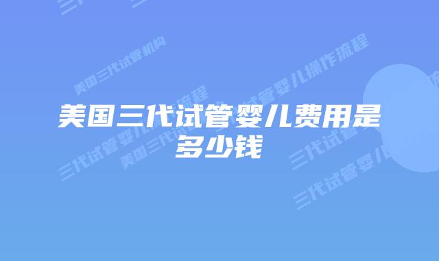 美国三代试管婴儿费用是多少钱
