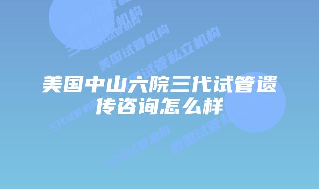 美国中山六院三代试管遗传咨询怎么样
