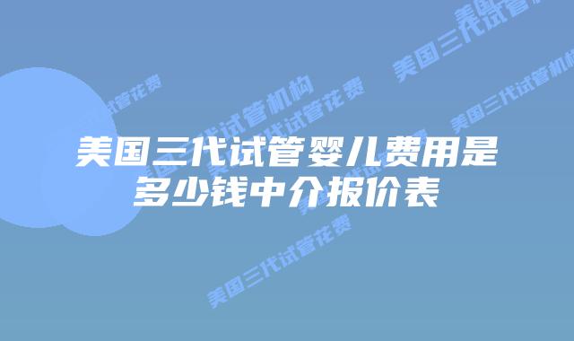 美国三代试管婴儿费用是多少钱中介报价表