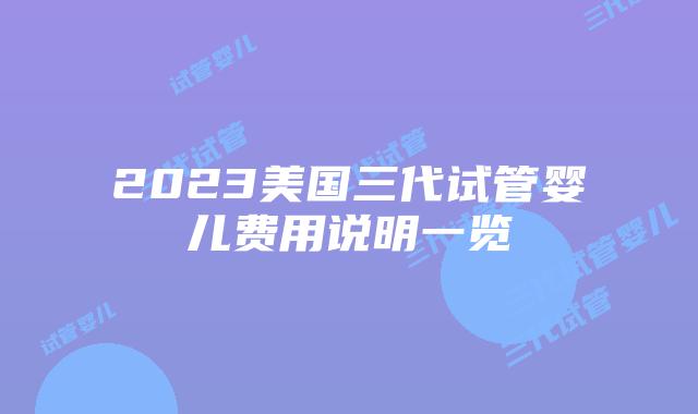 2023美国三代试管婴儿费用说明一览