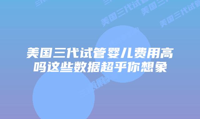 美国三代试管婴儿费用高吗这些数据超乎你想象