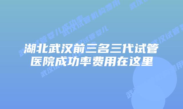 湖北武汉前三名三代试管医院成功率费用在这里