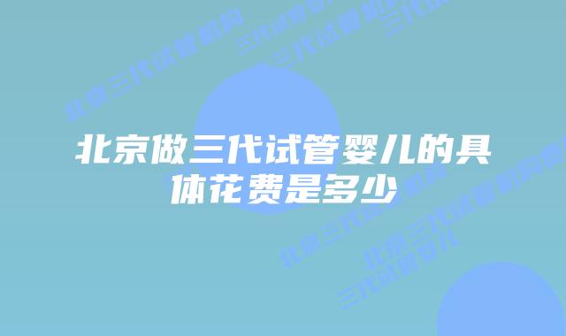北京做三代试管婴儿的具体花费是多少
