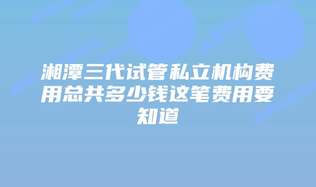 湘潭三代试管私立机构费用总共多少钱这笔费用要知道