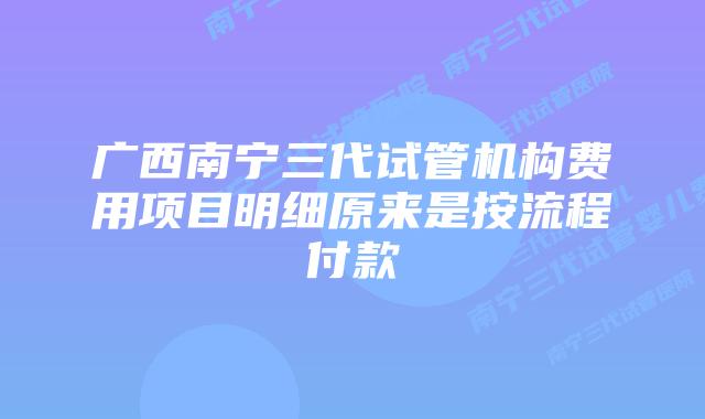 广西南宁三代试管机构费用项目明细原来是按流程付款