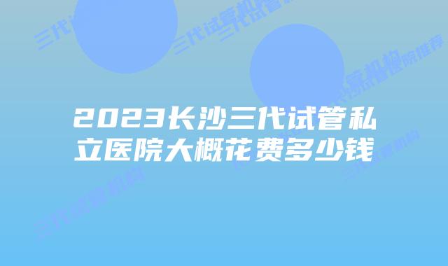 2023长沙三代试管私立医院大概花费多少钱