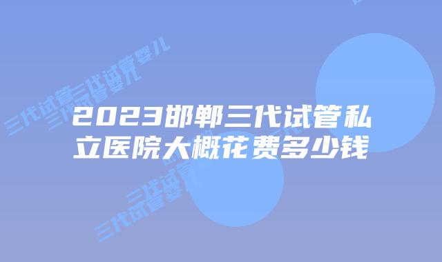2023邯郸三代试管私立医院大概花费多少钱