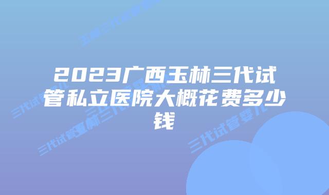 2023广西玉林三代试管私立医院大概花费多少钱