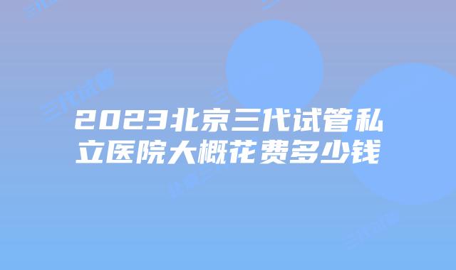 2023北京三代试管私立医院大概花费多少钱