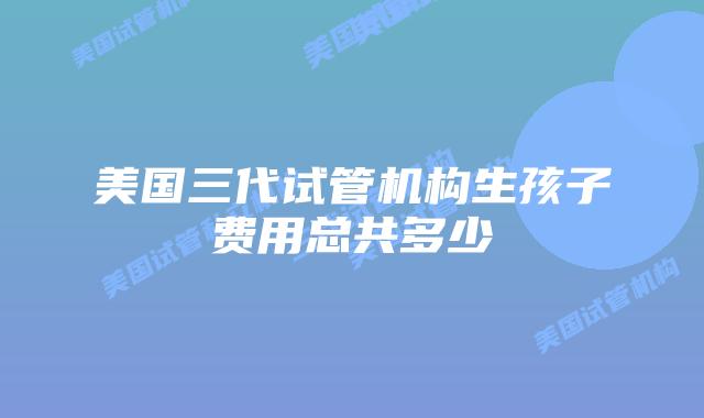 美国三代试管机构生孩子费用总共多少