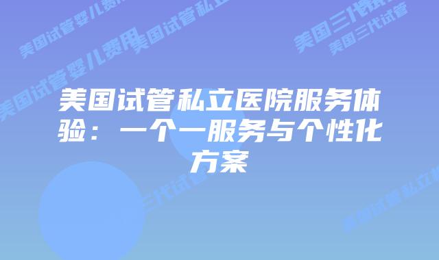 美国试管私立医院服务体验:一个一服务与个性化方案