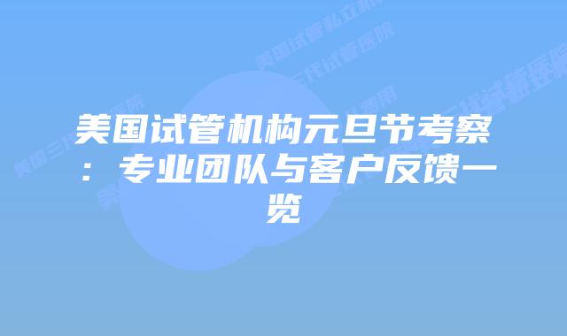 美国试管机构元旦节考察：专业团队与客户反馈一览