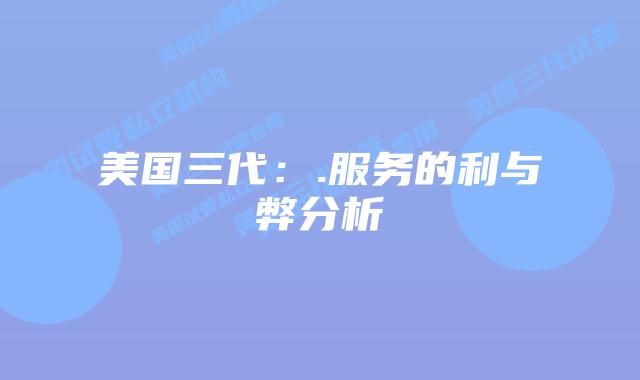 美国三代:.服务的利与弊分析