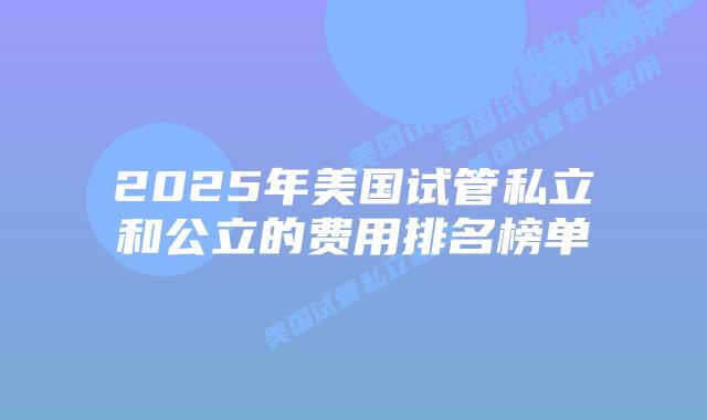 2025年美国试管私立和公立的费用排名榜单