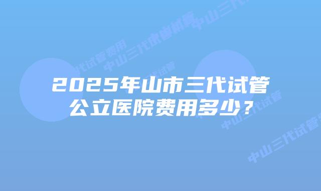2025年山市三代试管公立医院费用多少？