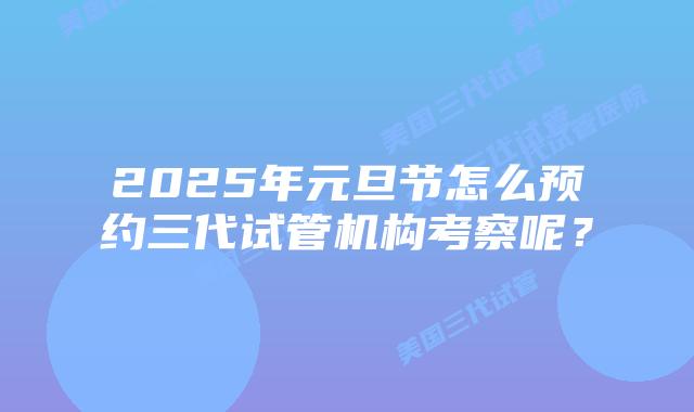 2025年元旦节怎么预约三代试管机构考察呢？
