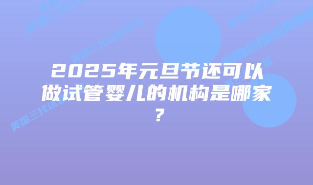 2025年元旦节还可以做试管婴儿的机构是哪家?