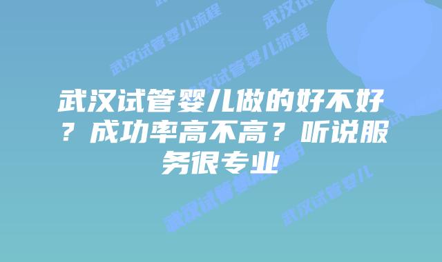 武汉试管婴儿做的好不好?成功率高不高?听说服务很专业