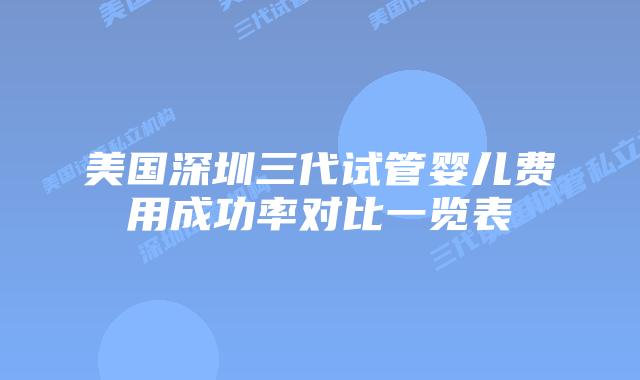 美国深圳三代试管婴儿费用成功率对比一览表