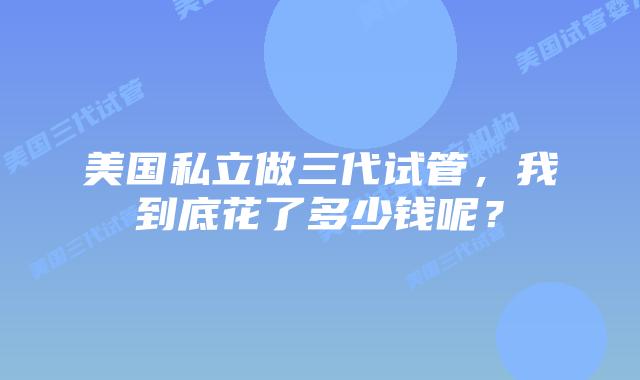 美国私立做三代试管,我到底花了多少钱呢?