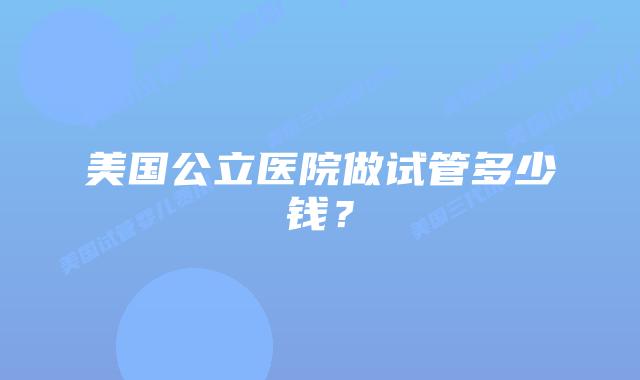 美国公立医院做试管多少钱?