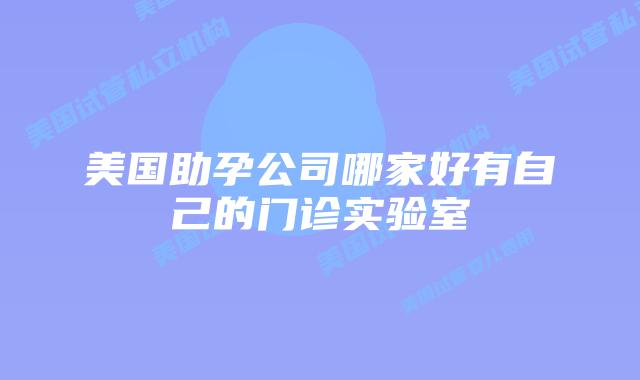 美国助孕公司哪家好有自己的门诊实验室