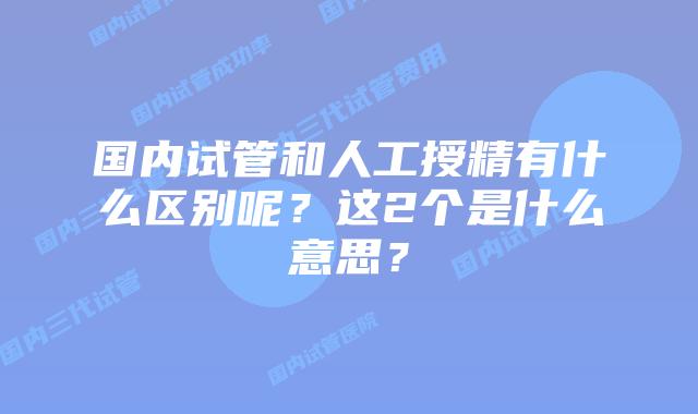 国内试管和人工授精有什么区别呢？这2个是什么意思？
