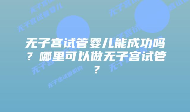 无子宫试管婴儿能成功吗？哪里可以做无子宫试管？