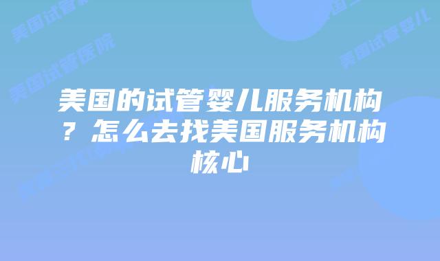 美国的试管婴儿服务机构?怎么去找美国服务机构核心
