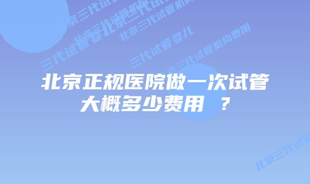 北京正规医院做一次试管大概多少费用 ?