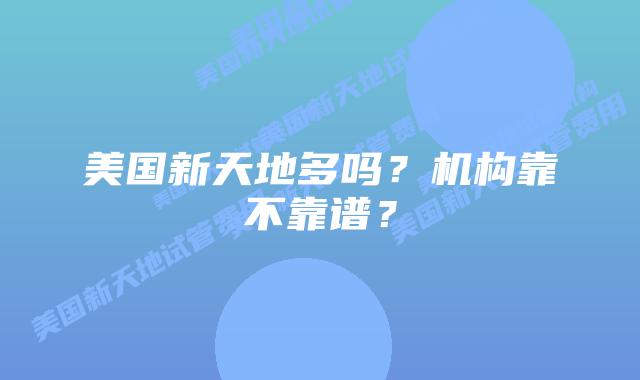 美国新天地多吗？机构靠不靠谱？