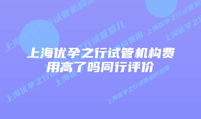 上海优孕之行试管机构费用高了吗同行评价